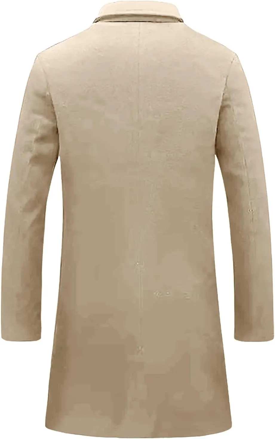 Men's Wool Blend Pea Coat Notched Collar Single Breasted Overcoat Warm Jacket Winter Trench Coat Mid Long Windbreaker
