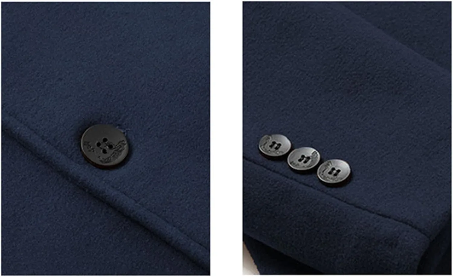 Men's Wool Blend Pea Coat Notched Collar Slim Fit Winter Pea Coat Single Breasted Business Overcoat