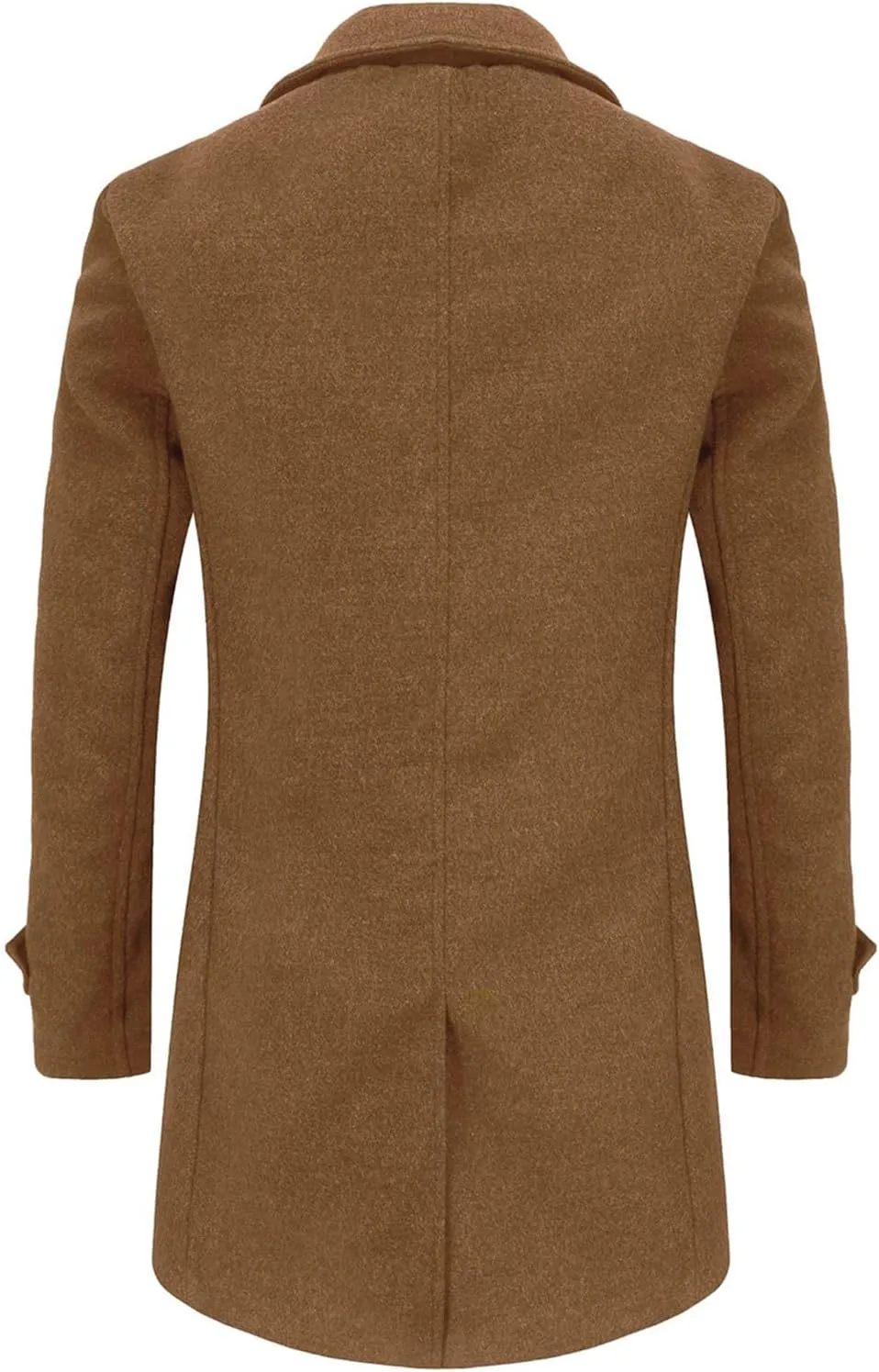 Men's Wool Blend Pea Coat Notched Collar Slim Fit Winter Pea Coat Single Breasted Business Overcoat