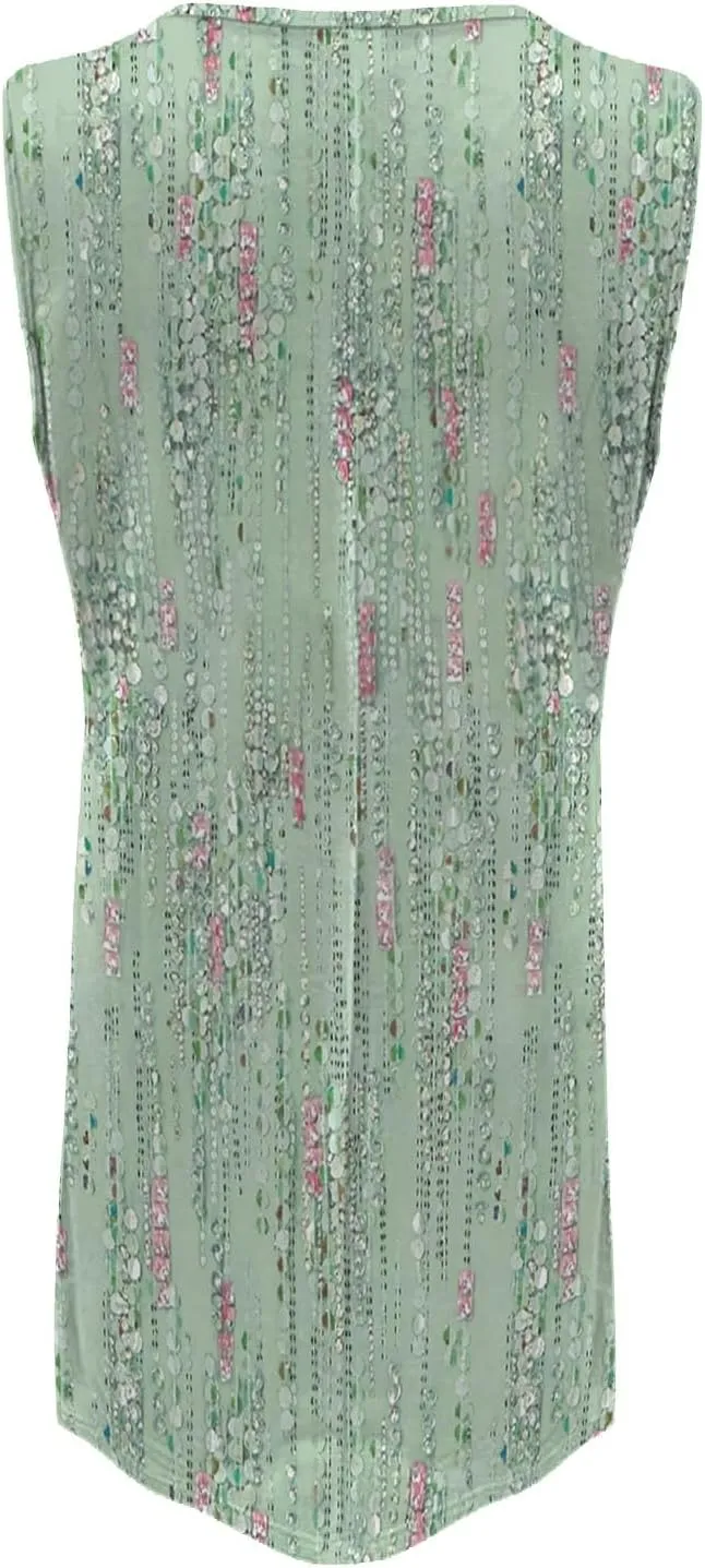 Midi Boho Dresses for Women Ring Straps Sleeveless Summer Casual Dress Sexy Elegant Beach Dress Flowy Mini Tank Dress