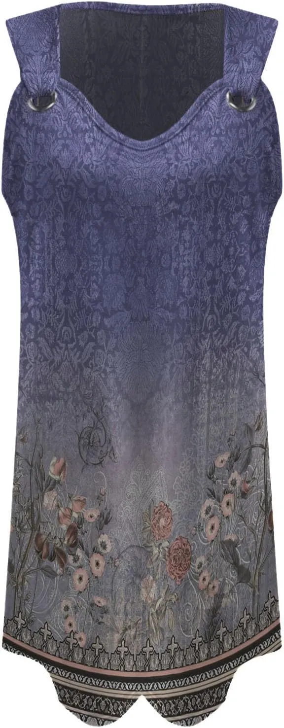 Midi Boho Dresses for Women Ring Straps Sleeveless Summer Casual Dress Sexy Elegant Beach Dress Flowy Mini Tank Dress