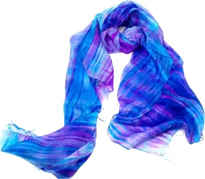 Millie & Boo 100% Silk Scarf For Women |Ladies Mulberry Silk Scarf | Shawls and Wraps for Evening Dresses | Blue and Purple Silk scarf | 67 x 29 inches| Gift Boxed | Hand Painted