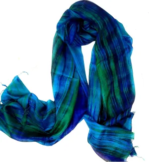 Millie & Boo Silk Scarf | Woman's 100% Silk Scarves Shawls and Wraps for Evening Dresses | Blue Green Silk Scarf