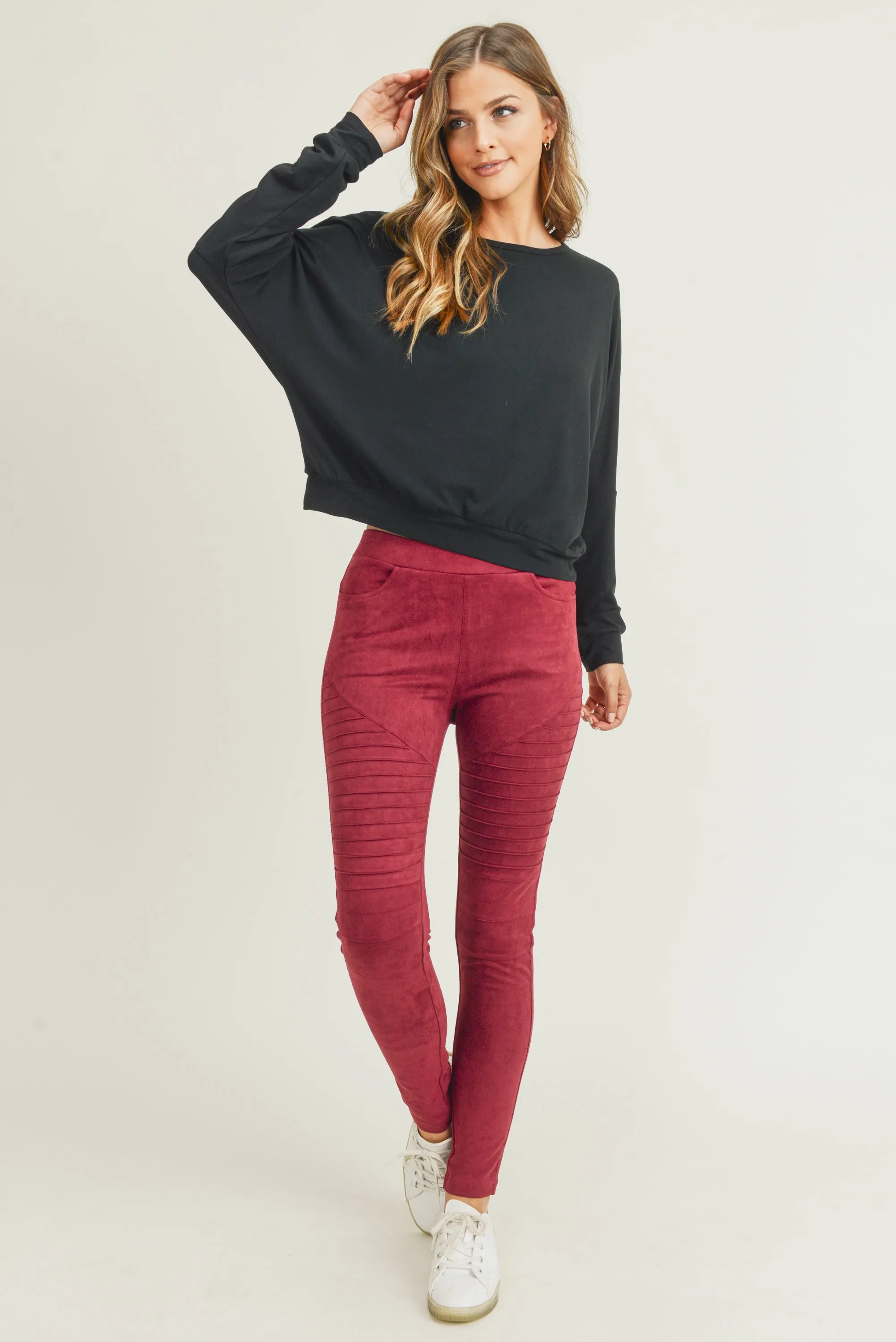 Moto Street Style Faux Suede Legging