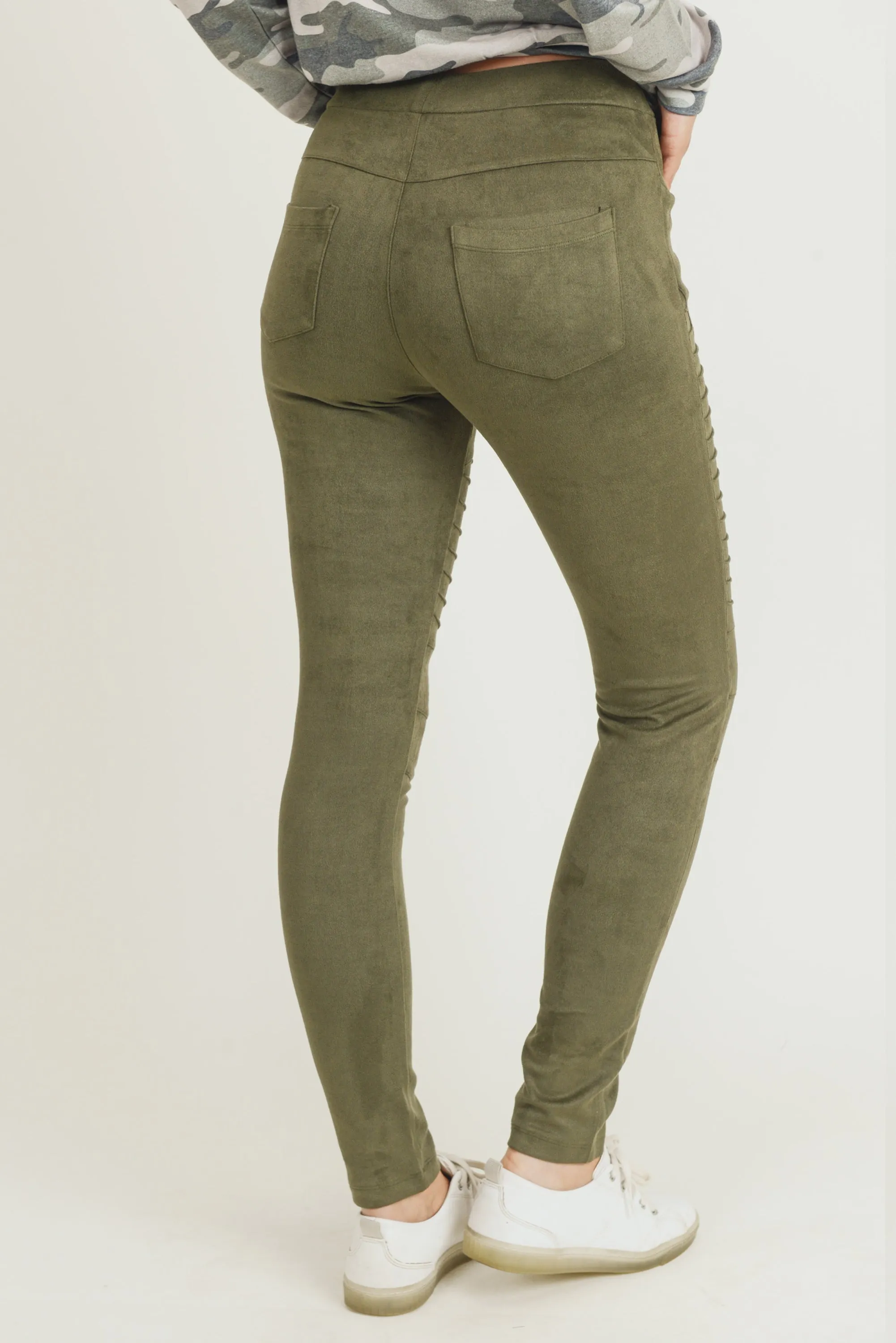 Moto Street Style Faux Suede Legging