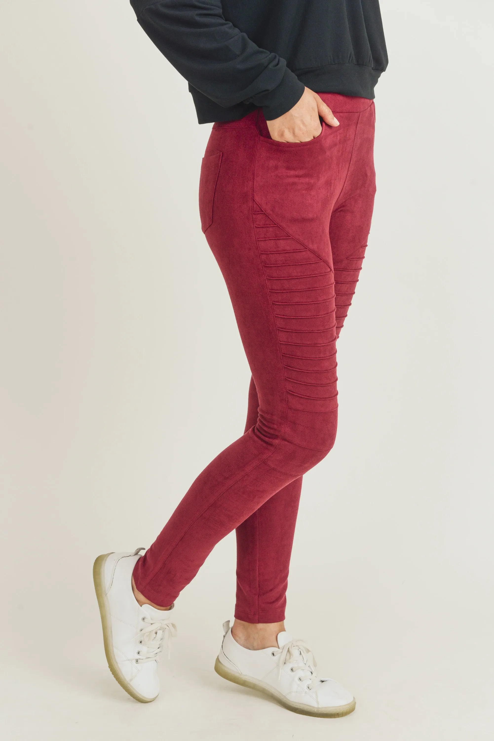 Moto Street Style Faux Suede Legging