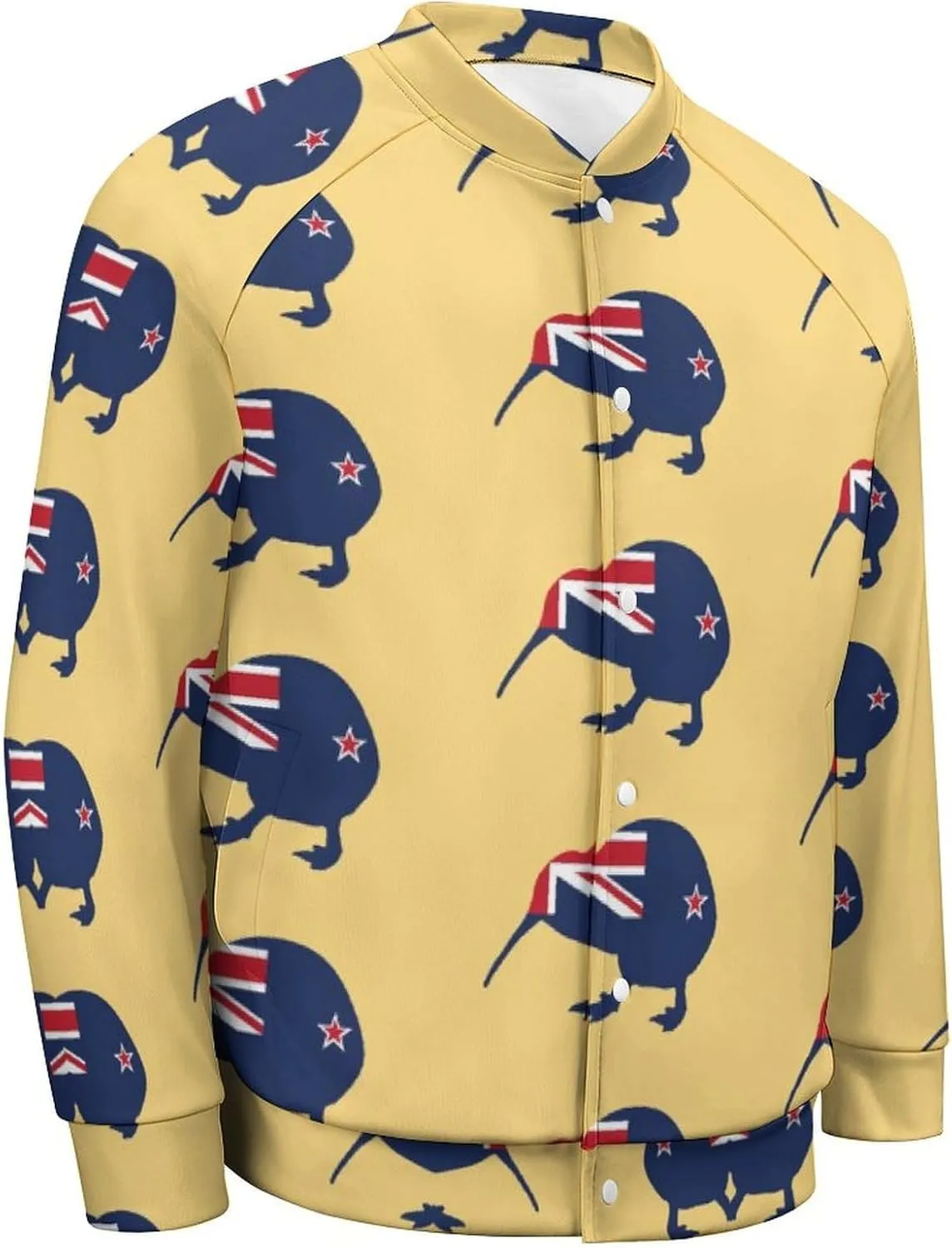 New Zealand Kiwi Birds Lightweight Men's Baseball Jackets Relaxed Fit Varsity Bomber Jacket Windbreaker Coat
