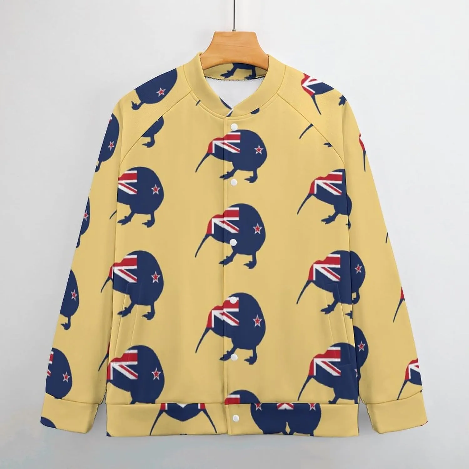 New Zealand Kiwi Birds Lightweight Men's Baseball Jackets Relaxed Fit Varsity Bomber Jacket Windbreaker Coat