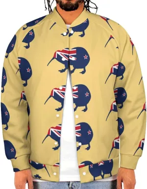 New Zealand Kiwi Birds Lightweight Men's Baseball Jackets Relaxed Fit Varsity Bomber Jacket Windbreaker Coat