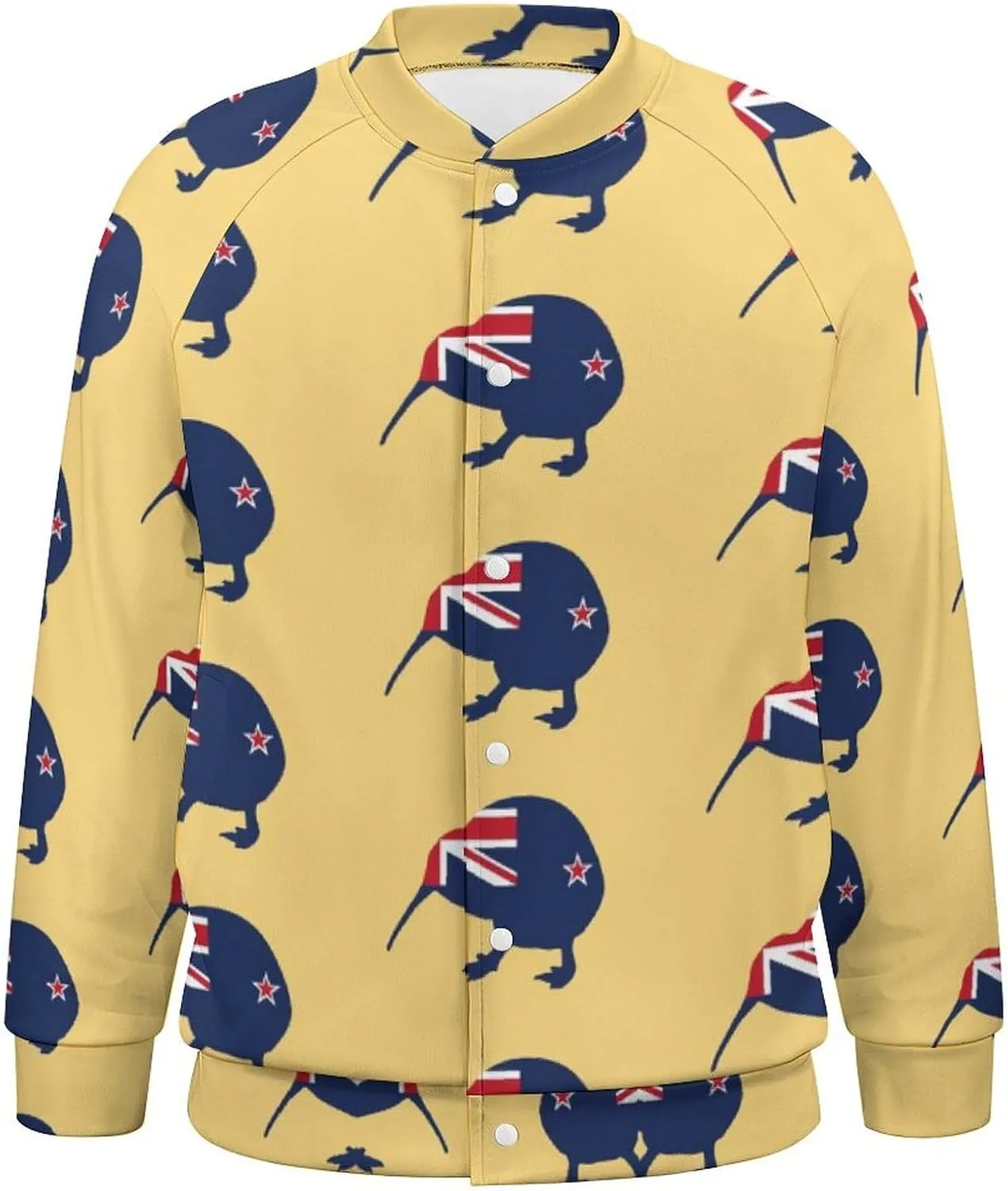 New Zealand Kiwi Birds Lightweight Men's Baseball Jackets Relaxed Fit Varsity Bomber Jacket Windbreaker Coat