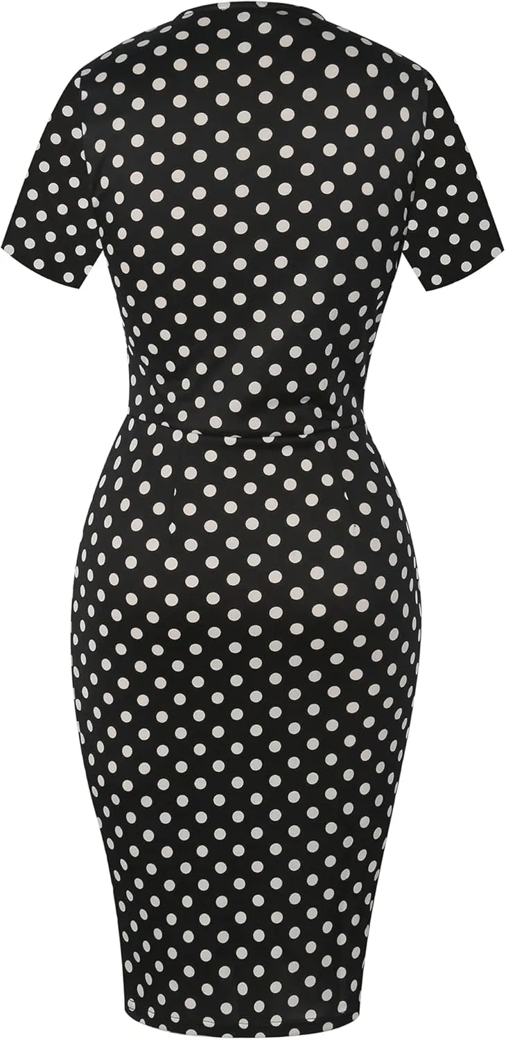 oxiuly Womens V Neck Slim Ruffle Hem Work Pencil Sheath Dress Chic Party Church Bodycon Dresses OX300