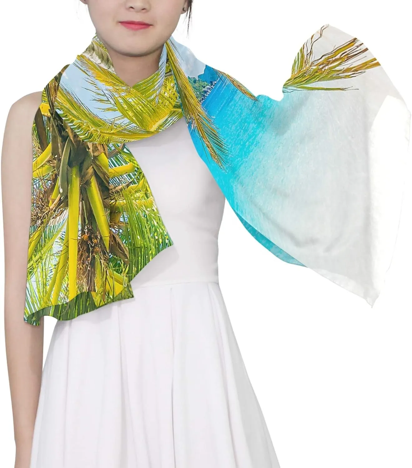 Oyihfvs Woman Long Silk Scarf Soft Head Wrap Silk Shawl stole