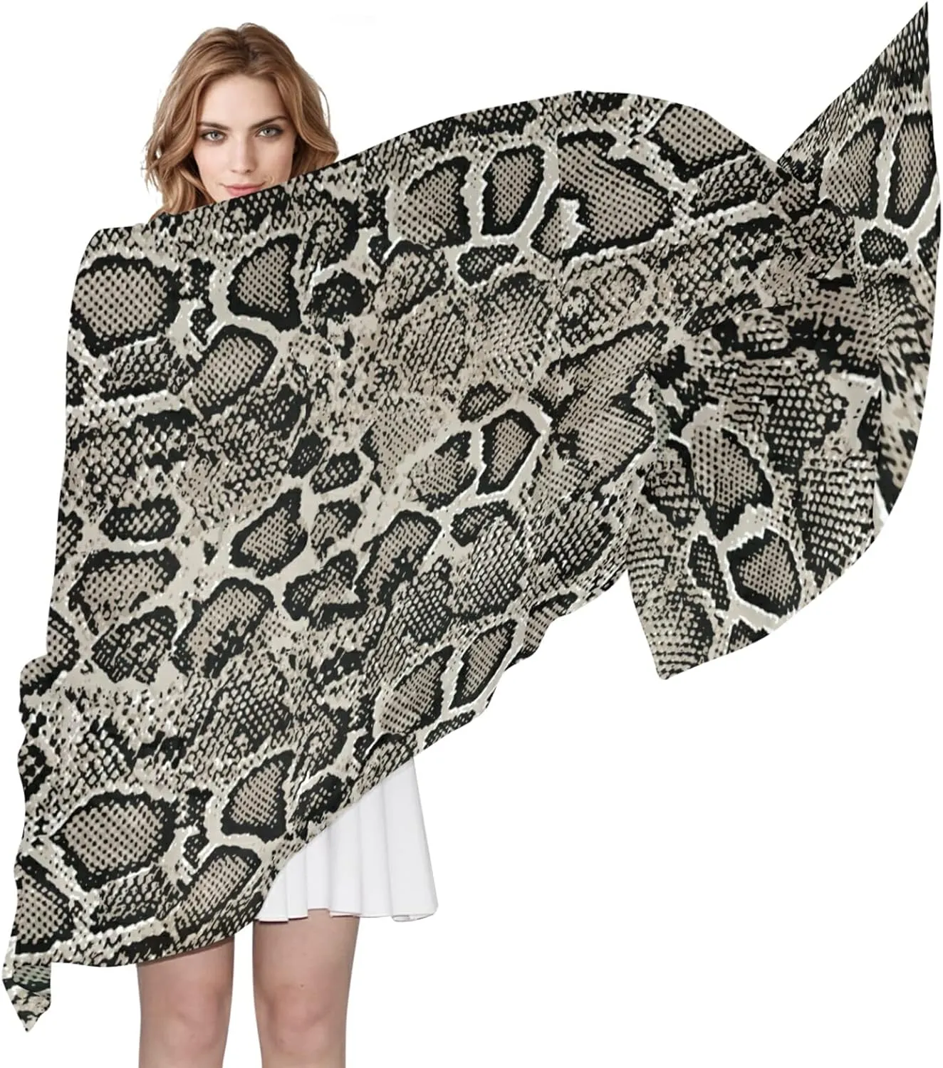 Oyihfvs Woman Long Silk Scarf Soft Head Wrap Silk Shawl stole