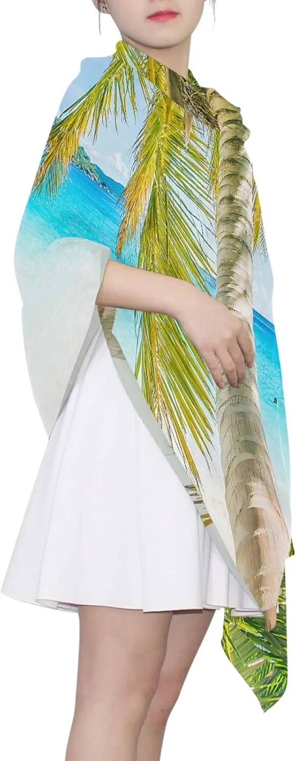 Oyihfvs Woman Long Silk Scarf Soft Head Wrap Silk Shawl stole