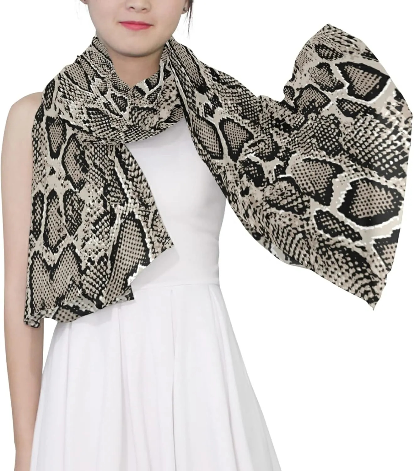 Oyihfvs Woman Long Silk Scarf Soft Head Wrap Silk Shawl stole