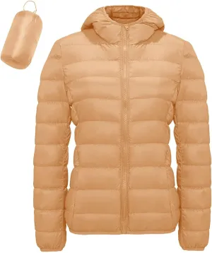 Packable Puffer Jacket for Women Lightweight Short Down Jackets Trendy Slim Fit Bubble Coat Winter Puffer Jackets with Hood