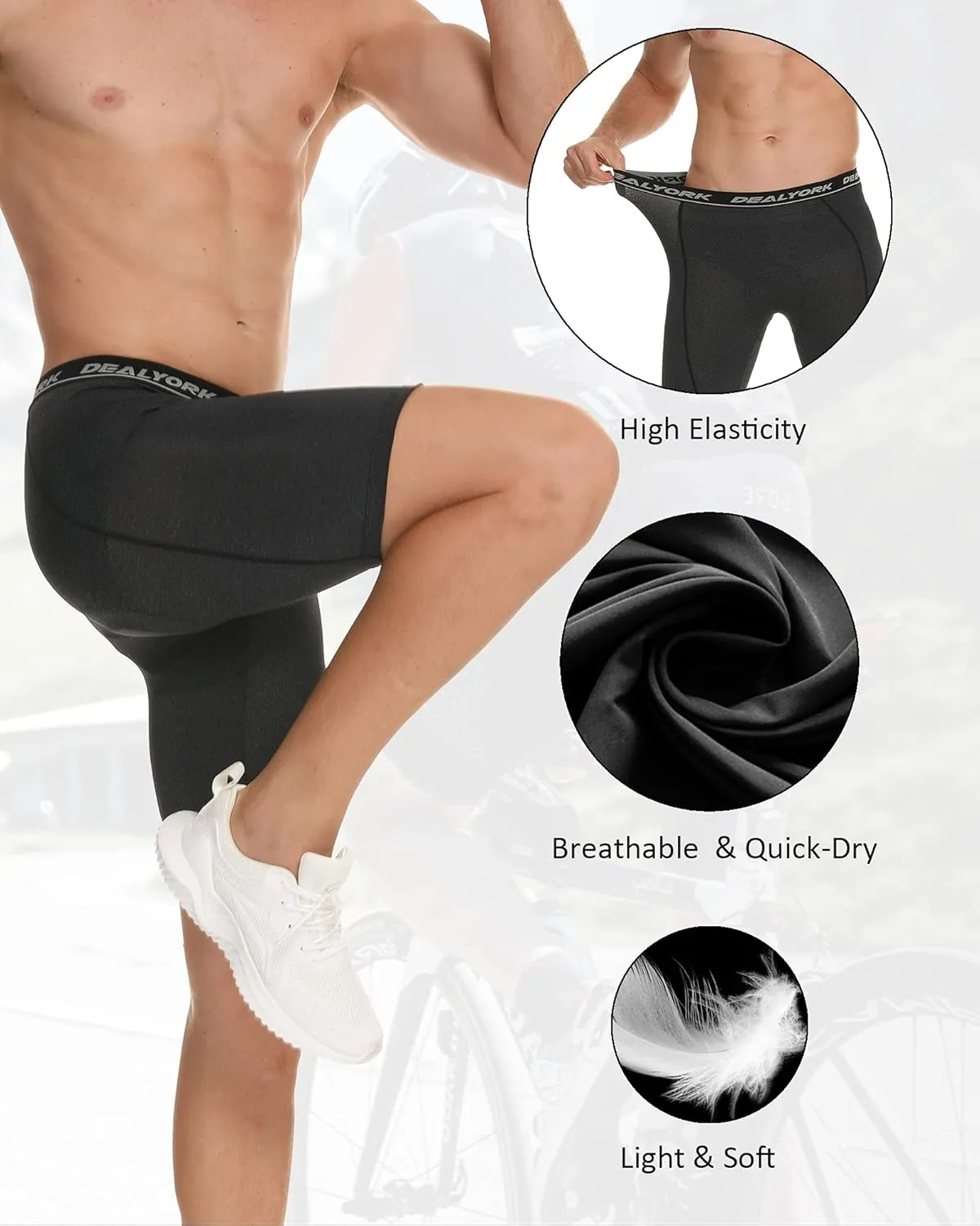 Padded Cycling Shorts Men's Cycling Underwear with 3D Padding Ergonomic Biking Bicycle Shorts Shock Absorbing Sweat Absorbing