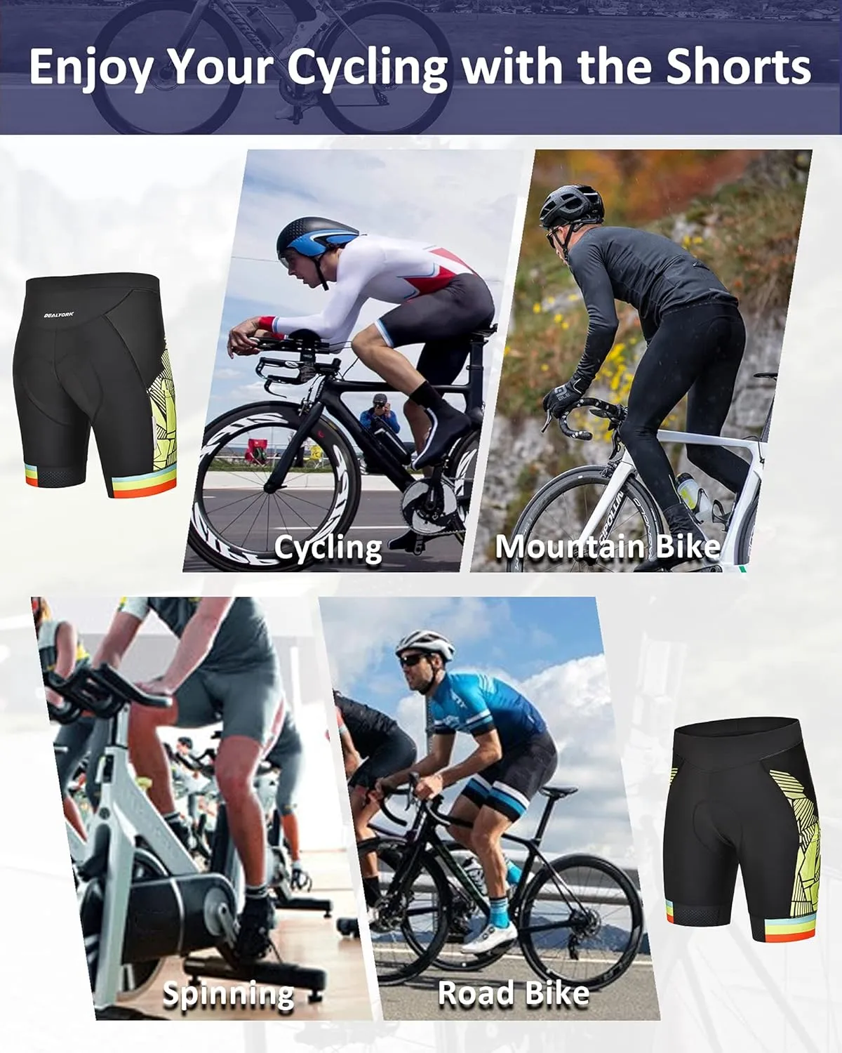Padded Cycling Shorts Men's Cycling Underwear with 3D Padding Ergonomic Biking Bicycle Shorts Shock Absorbing Sweat Absorbing