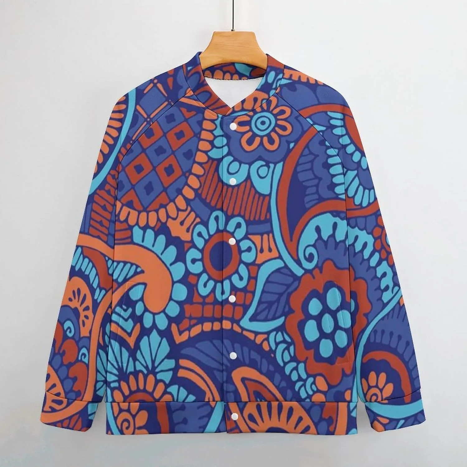 Paisley Flowers Lightweight Men's Baseball Jackets Relaxed Fit Varsity Bomber Jacket Windbreaker Coat