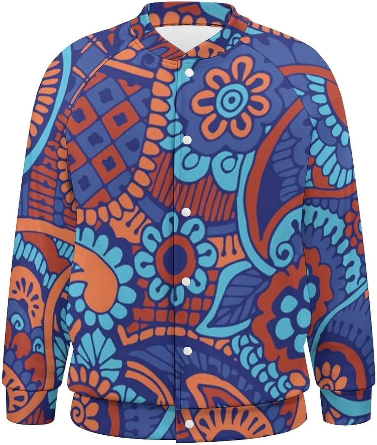 Paisley Flowers Lightweight Men's Baseball Jackets Relaxed Fit Varsity Bomber Jacket Windbreaker Coat