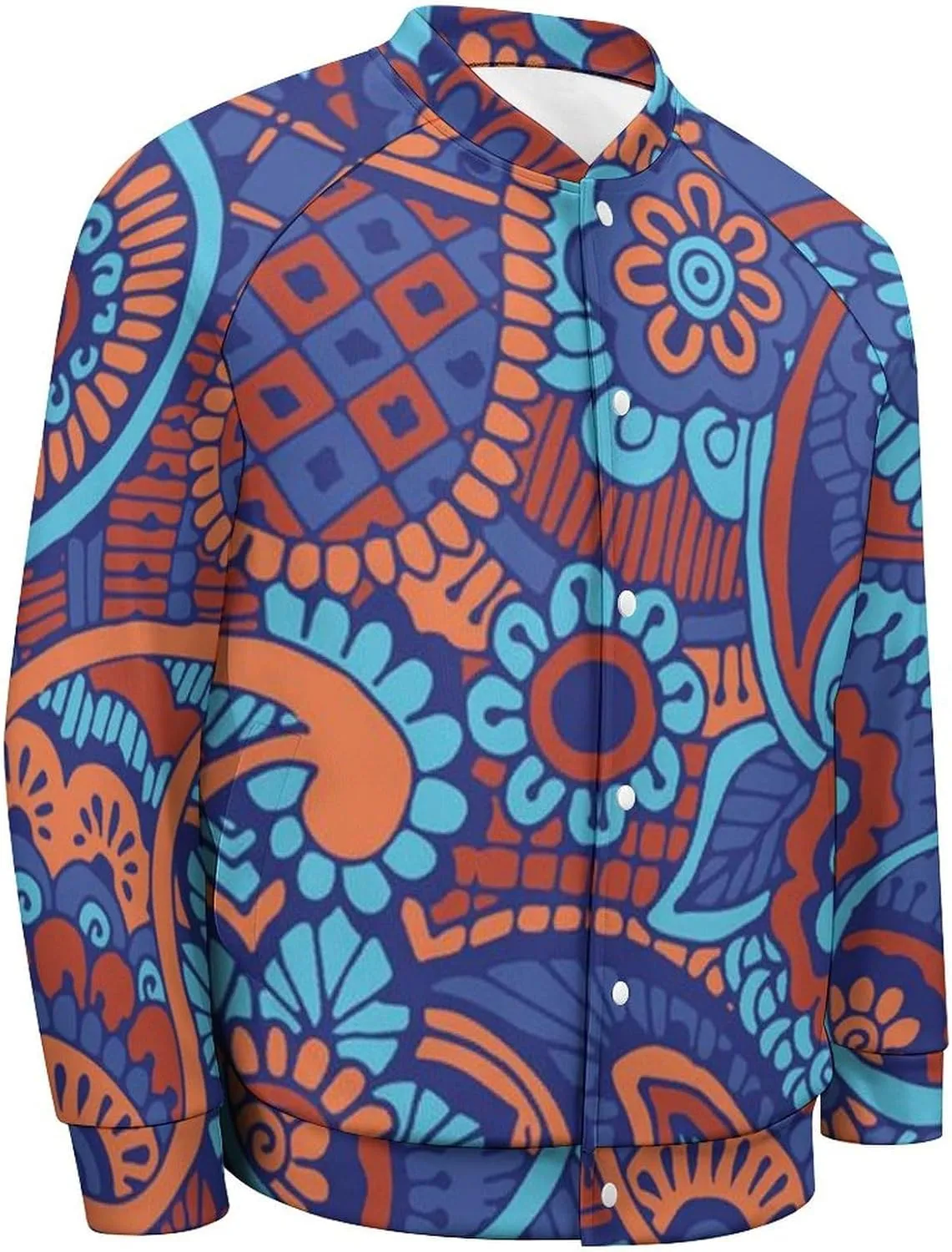 Paisley Flowers Lightweight Men's Baseball Jackets Relaxed Fit Varsity Bomber Jacket Windbreaker Coat