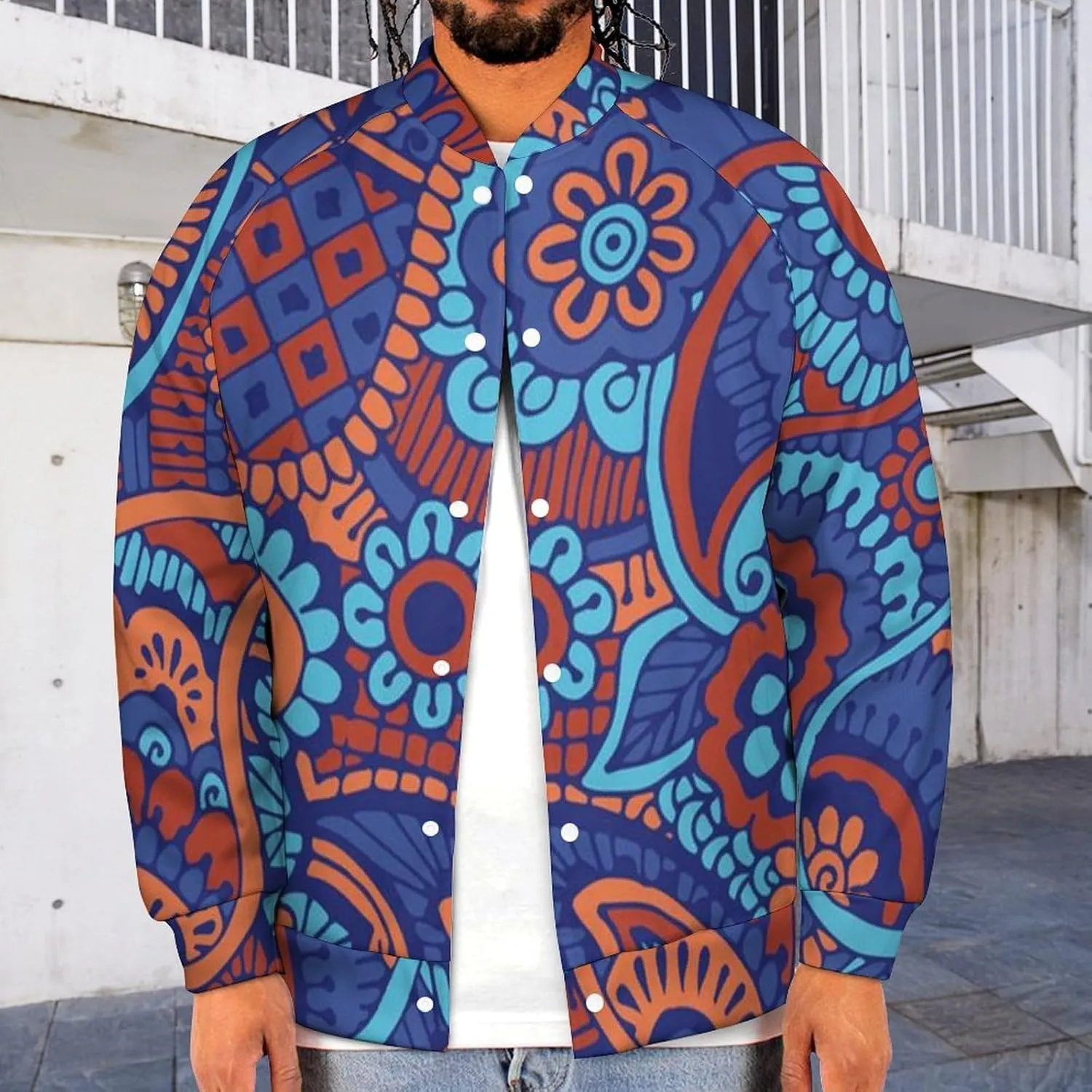 Paisley Flowers Lightweight Men's Baseball Jackets Relaxed Fit Varsity Bomber Jacket Windbreaker Coat