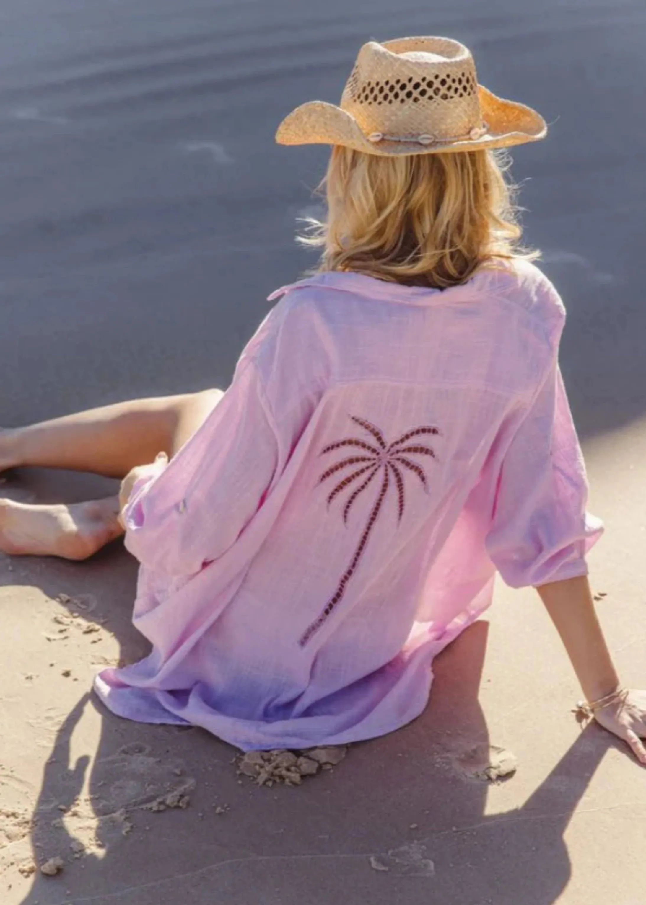 Palm Shirt Dress - Orchid