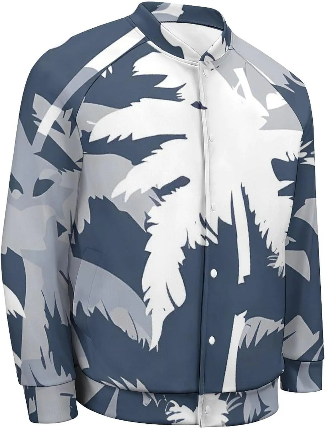 Palm Tree Camouflage Lightweight Men's Baseball Jackets Relaxed Fit Varsity Bomber Jacket Windbreaker Coat