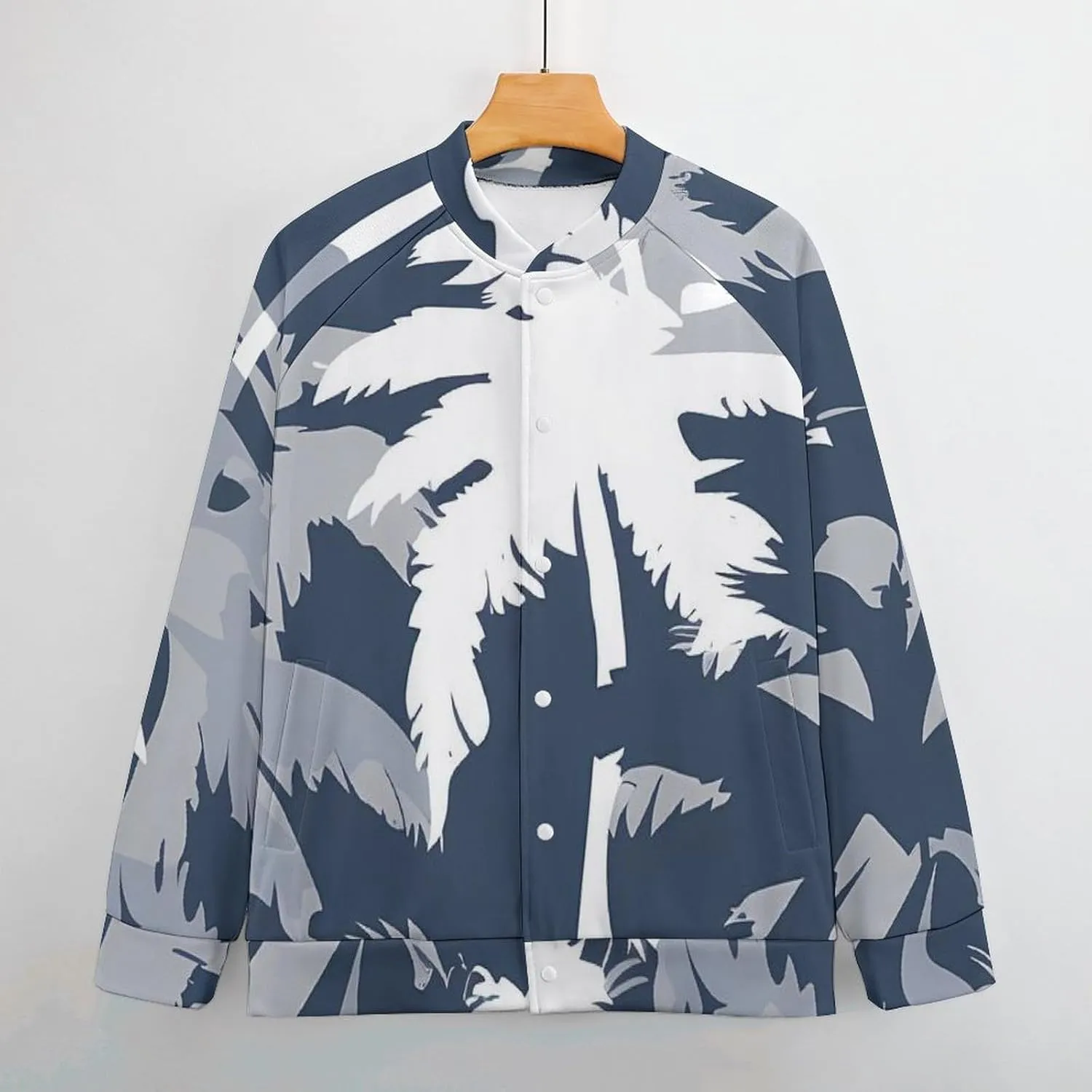 Palm Tree Camouflage Lightweight Men's Baseball Jackets Relaxed Fit Varsity Bomber Jacket Windbreaker Coat