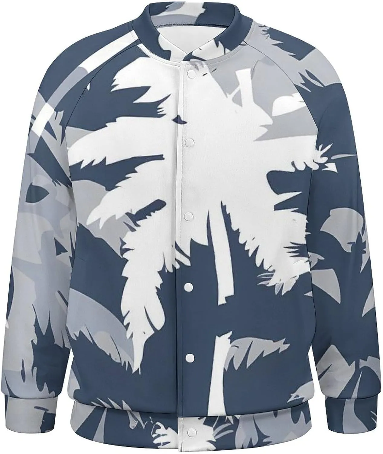 Palm Tree Camouflage Lightweight Men's Baseball Jackets Relaxed Fit Varsity Bomber Jacket Windbreaker Coat