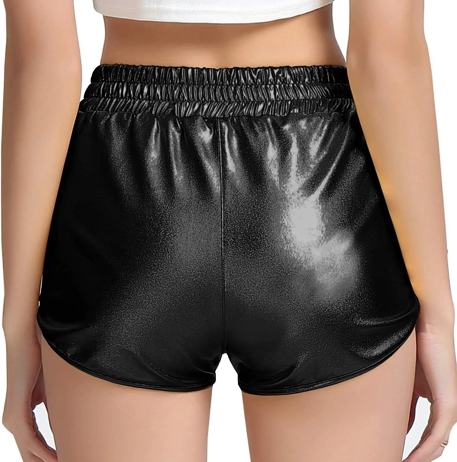 PESION Women's Metallic Shiny Shorts Sparkly Rave Hot Short Pants