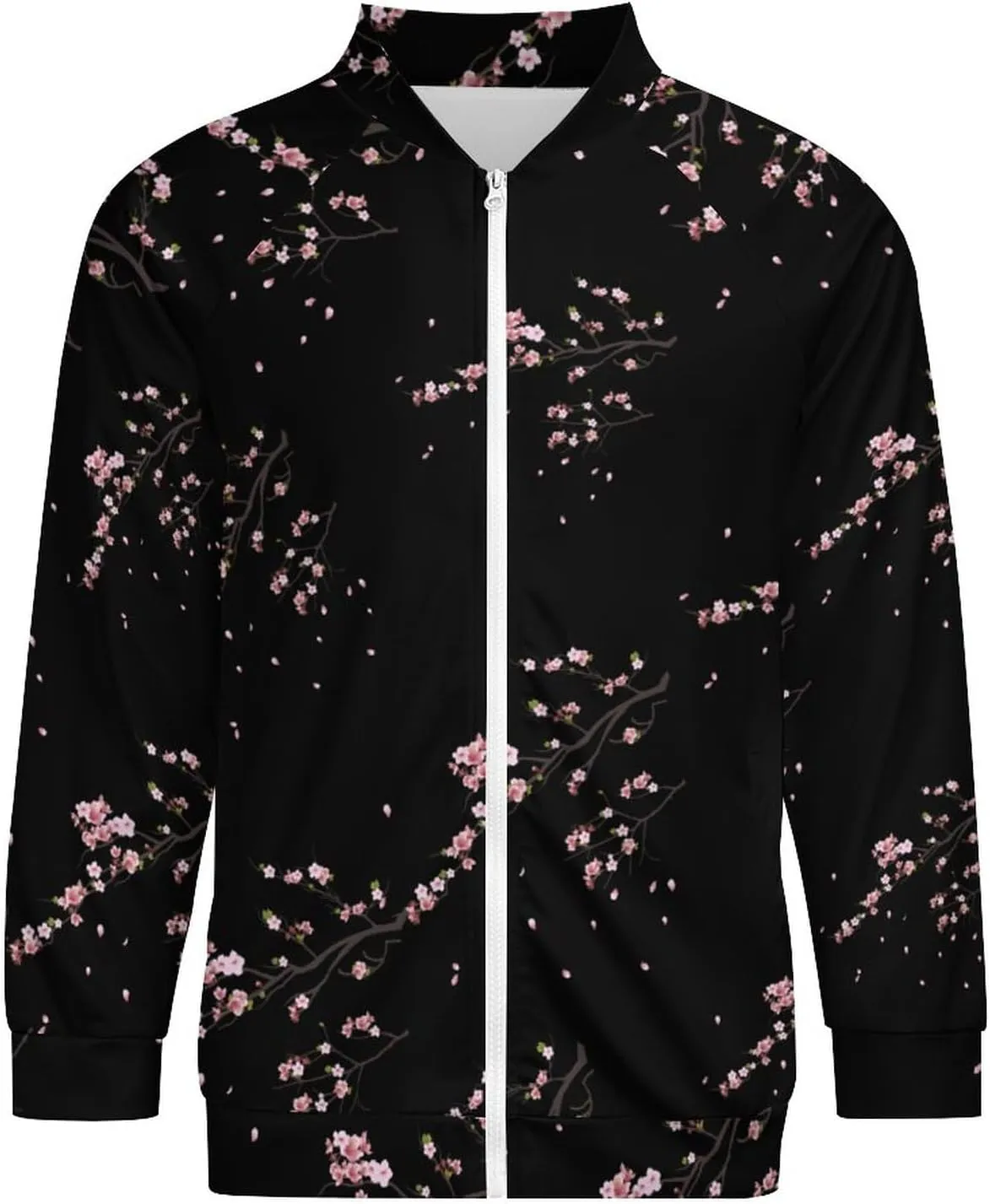 Pink Cherry Blossoms Lightweight Bomber Jacket Men Golf Fashion Coat Track Jackets Casual Windbreaker Shirt