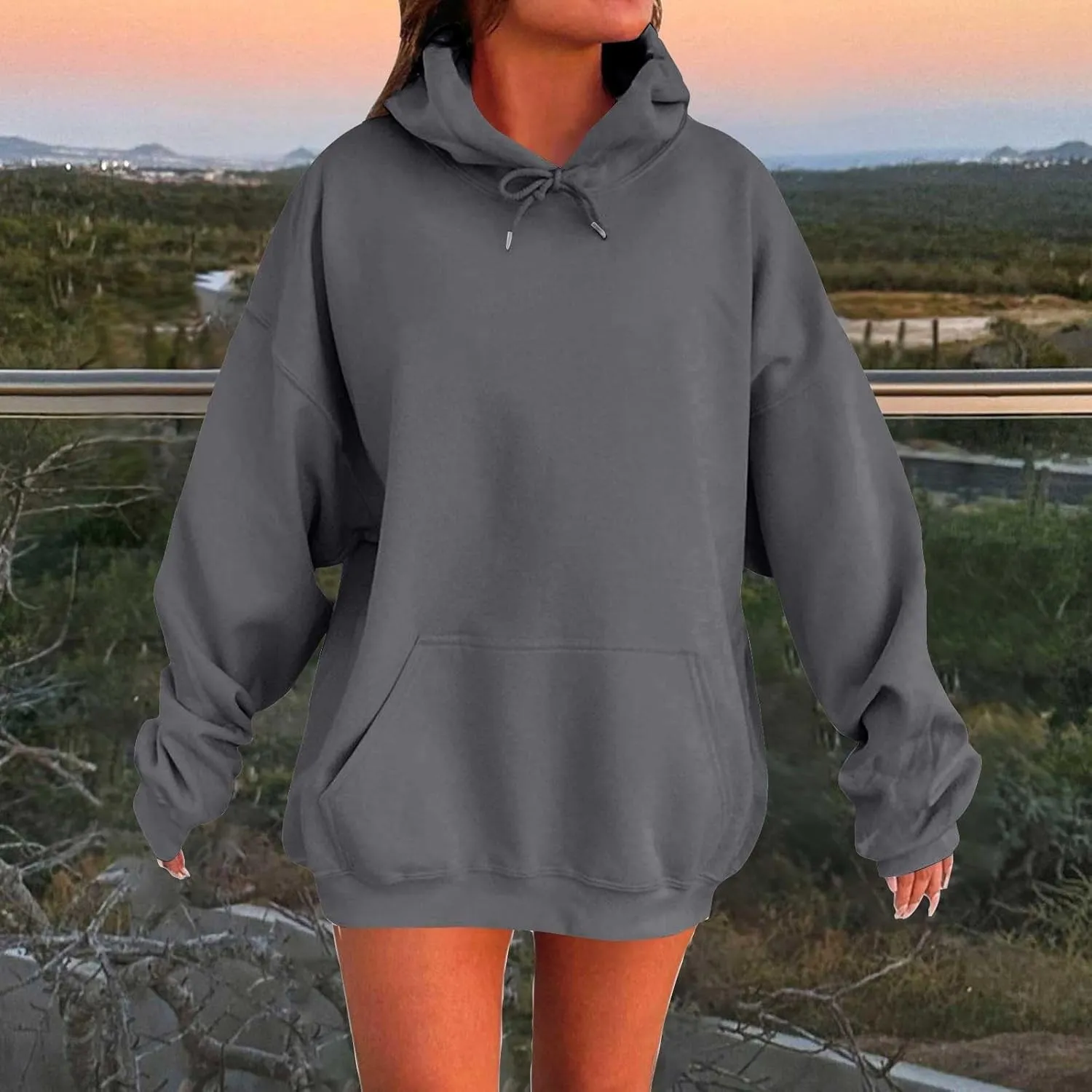 Plus Size Hoodies for Women 2025 Cute Plain Basic Long Sleeve Sweatshirts Pullover Fall Winter Trendy Y2K Top Outfits