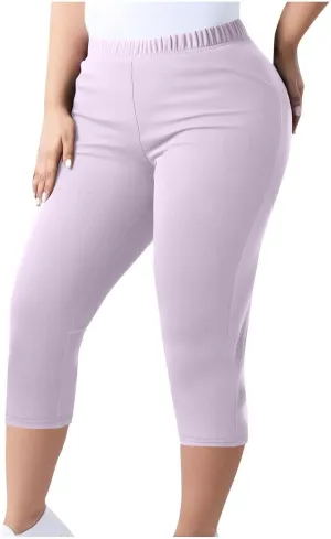 Plus Size Leggings for Women Stretch Knee Length High Waisted Tummy Control Yoga Pants Summer Butt Lifting Capris