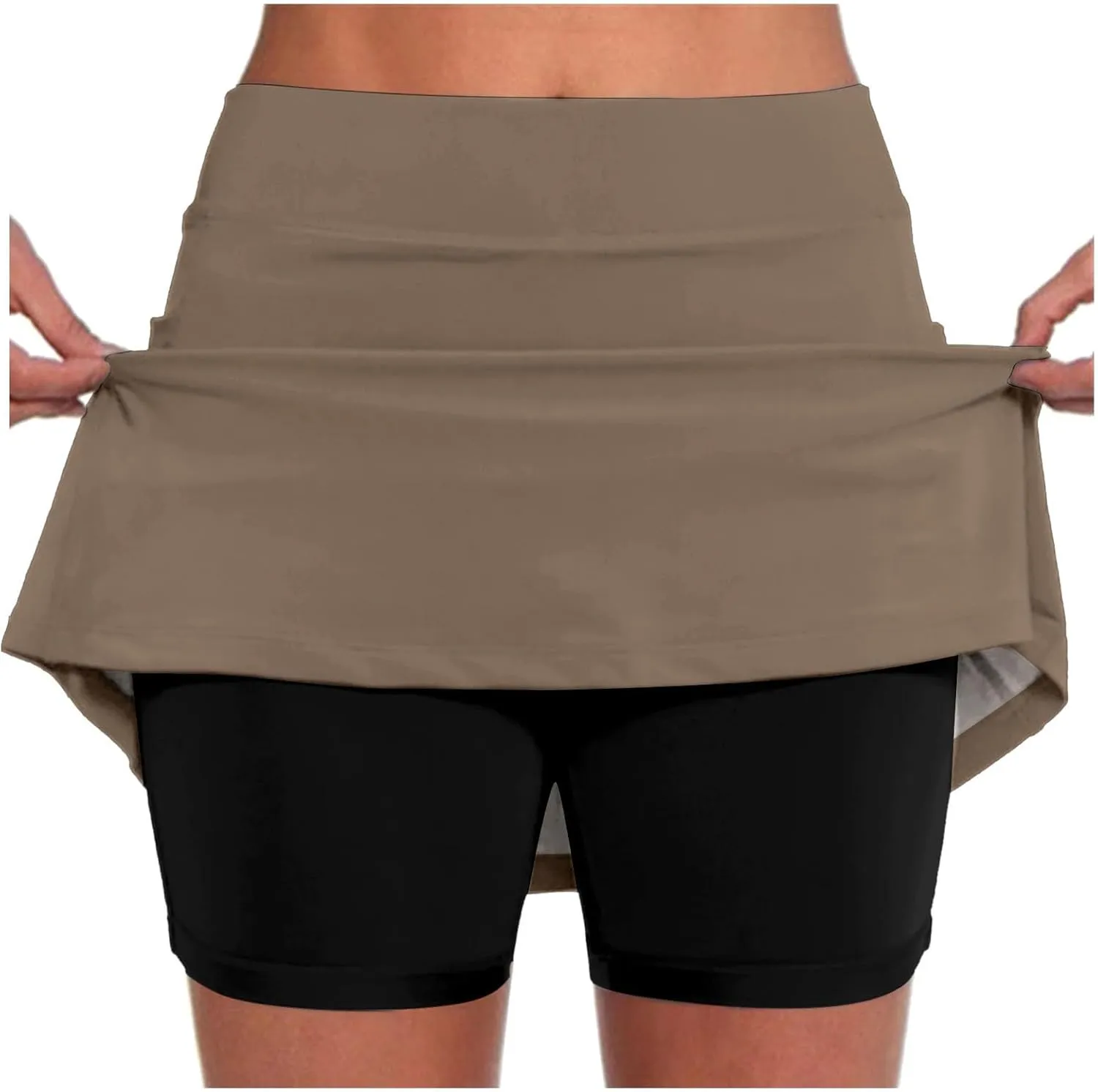 Plus Size Skorts for Curvy Women High Waisted Casual Athletic Tennis Golf Skirts with Shorts Pockets Biker Shorts
