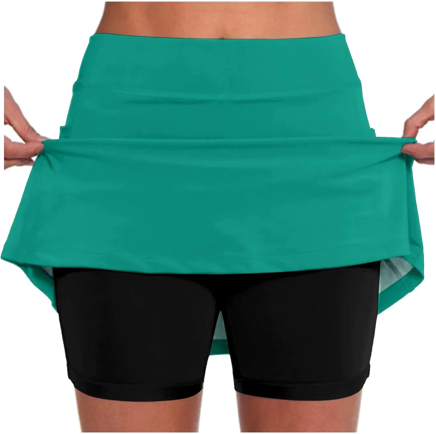 Plus Size Skorts for Curvy Women High Waisted Casual Athletic Tennis Golf Skirts with Shorts Pockets Biker Shorts