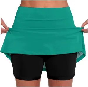 Plus Size Skorts for Curvy Women High Waisted Casual Athletic Tennis Golf Skirts with Shorts Pockets Biker Shorts
