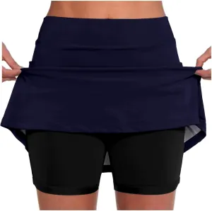 Plus Size Skorts for Curvy Women High Waisted Casual Athletic Tennis Golf Skirts with Shorts Pockets Biker Shorts