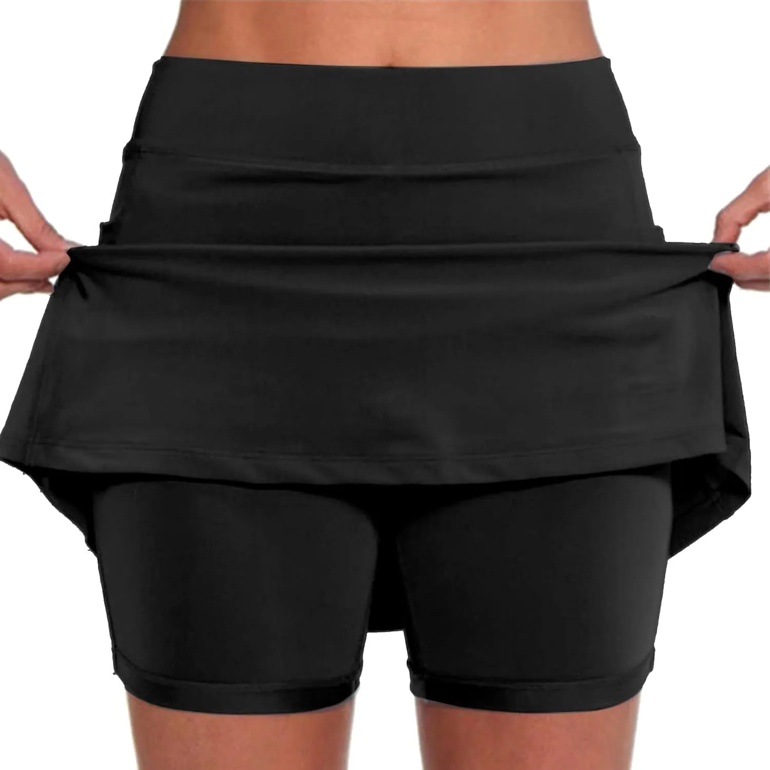 Plus Size Skorts for Women Tummy Control High Waisted Athletic Tennis Golf Skirts with Shorts Pockets Biker Shorts