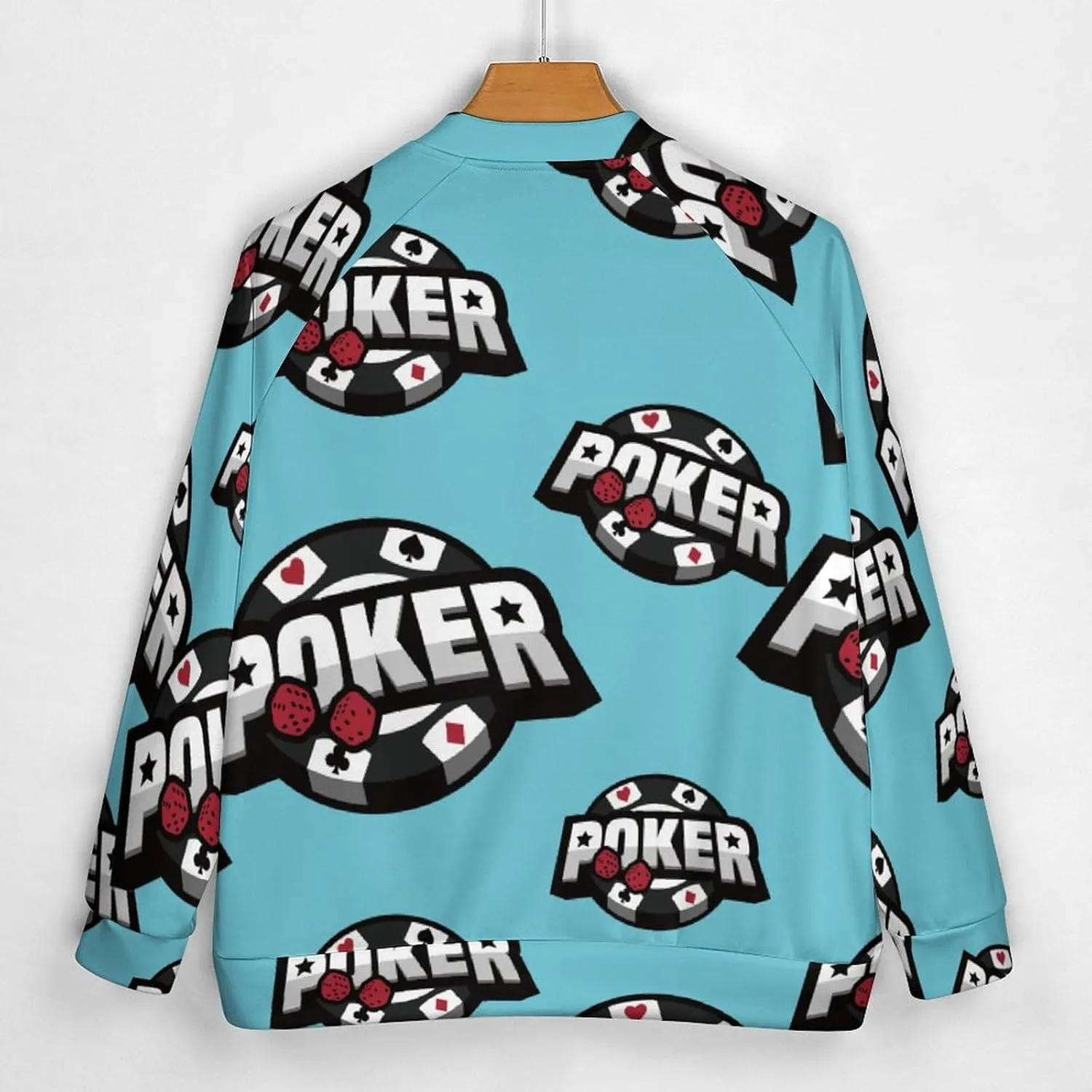 Poker Card Lightweight Men's Baseball Jackets Relaxed Fit Varsity Bomber Jacket Windbreaker Coat