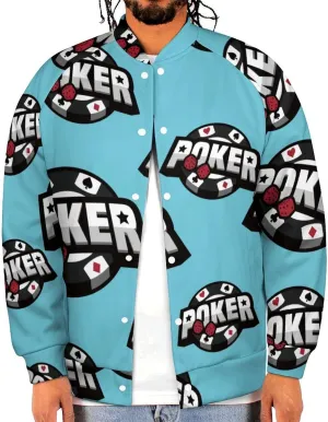 Poker Card Lightweight Men's Baseball Jackets Relaxed Fit Varsity Bomber Jacket Windbreaker Coat