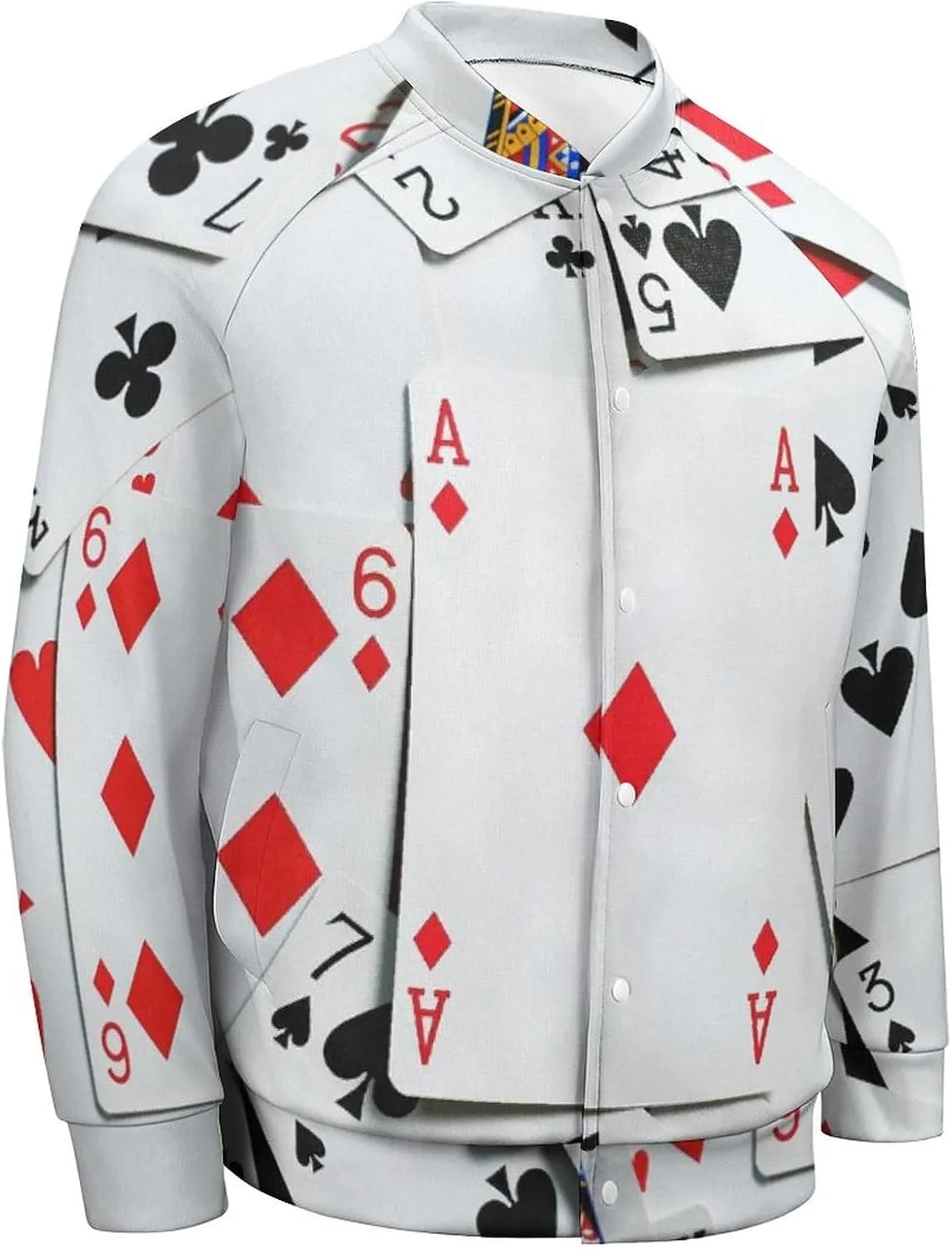 Poker Cards Lightweight Men's Baseball Jackets Relaxed Fit Varsity Bomber Jacket Windbreaker Coat
