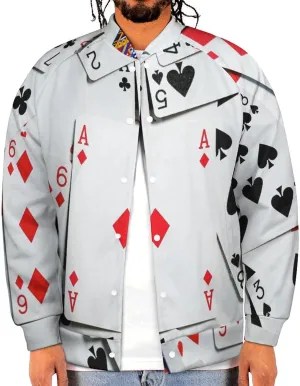 Poker Cards Lightweight Men's Baseball Jackets Relaxed Fit Varsity Bomber Jacket Windbreaker Coat