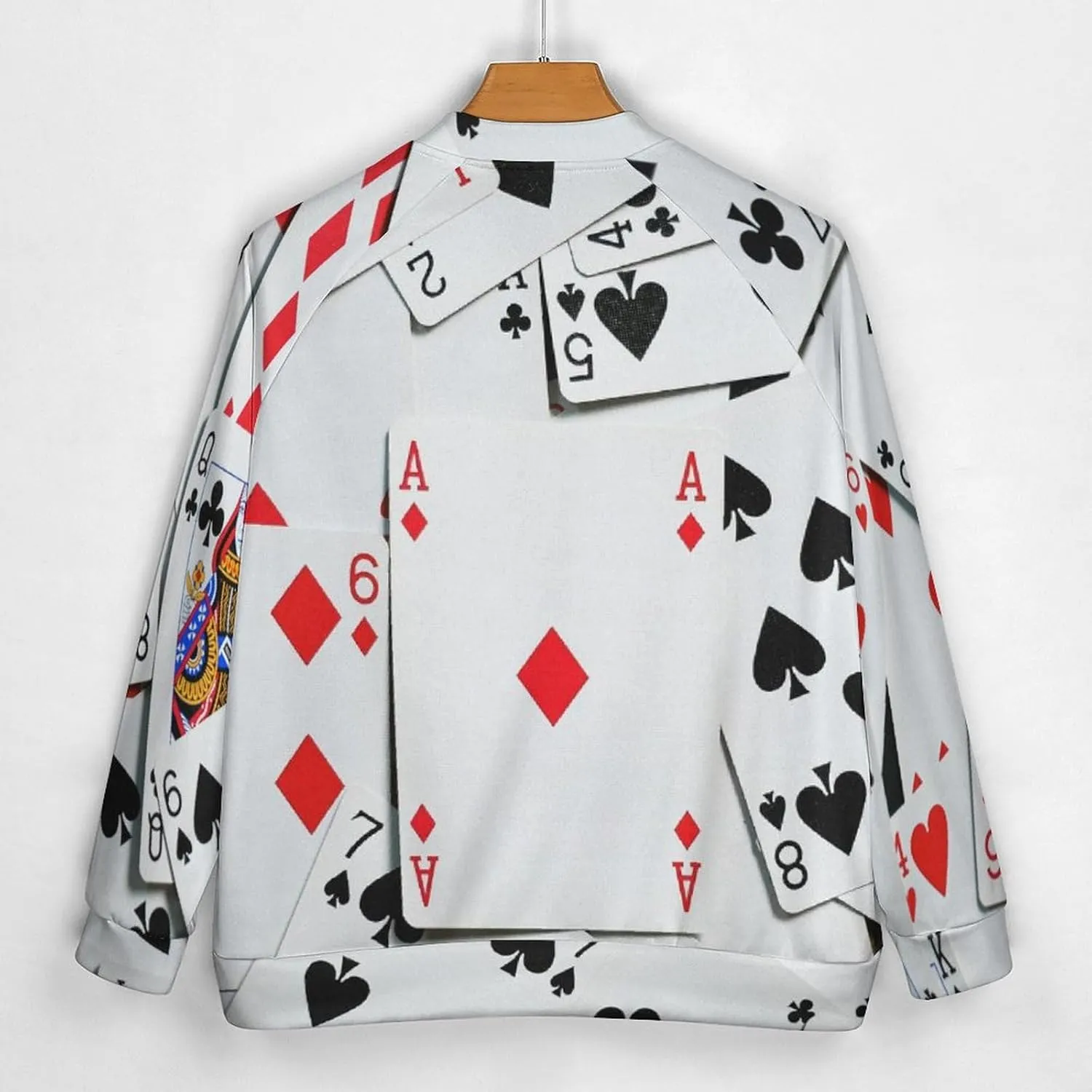 Poker Cards Lightweight Men's Baseball Jackets Relaxed Fit Varsity Bomber Jacket Windbreaker Coat
