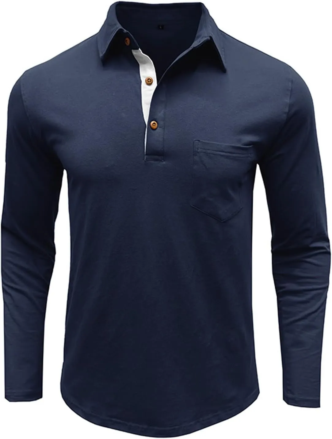 Polo Mens Shirts Long Sleeve Lapel Collar Polo Golf Shirts Casual Solid Fashion Fall Winter Polo Shirts Sweatshirt