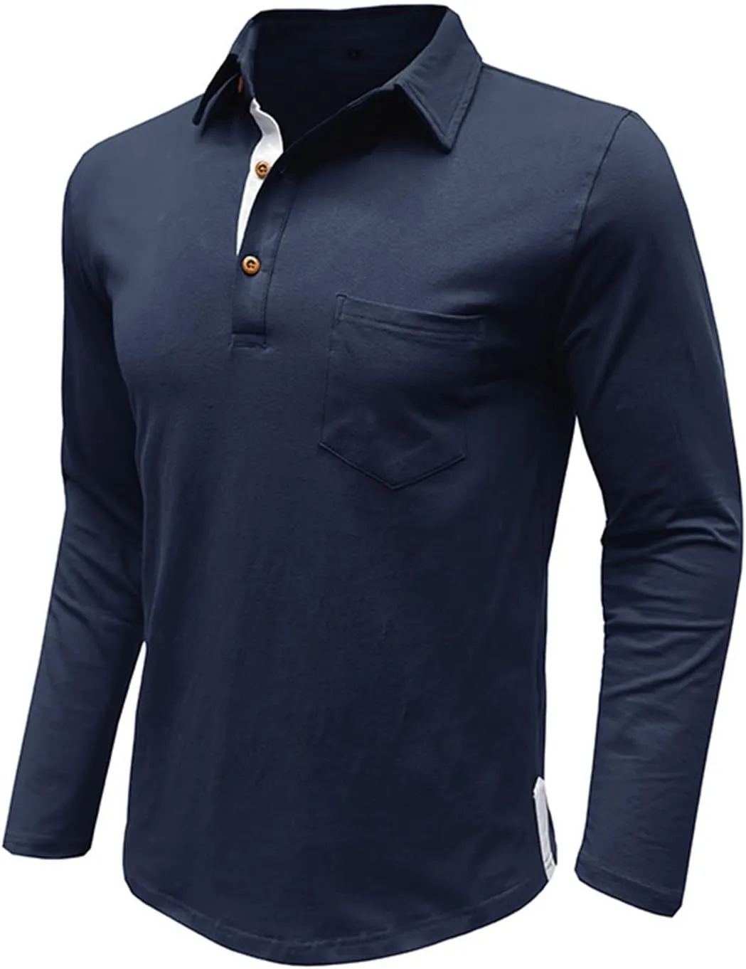 Polo Mens Shirts Long Sleeve Lapel Collar Polo Golf Shirts Casual Solid Fashion Fall Winter Polo Shirts Sweatshirt