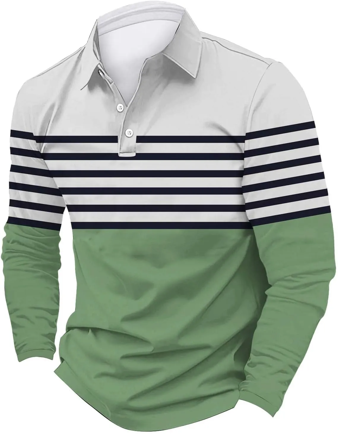 Polo Shirts for Men Cotton Business Fashion Printing Long Sleeve Lapel Zipper Pocket Mens Flannel Shirts Long