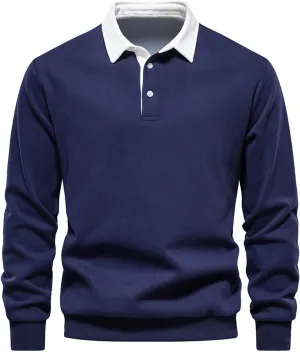 Polo Shirts for Men Cotton Business Fashion Printing Long Sleeve Lapel Zipper Pocket Mens Flannel Shirts Long