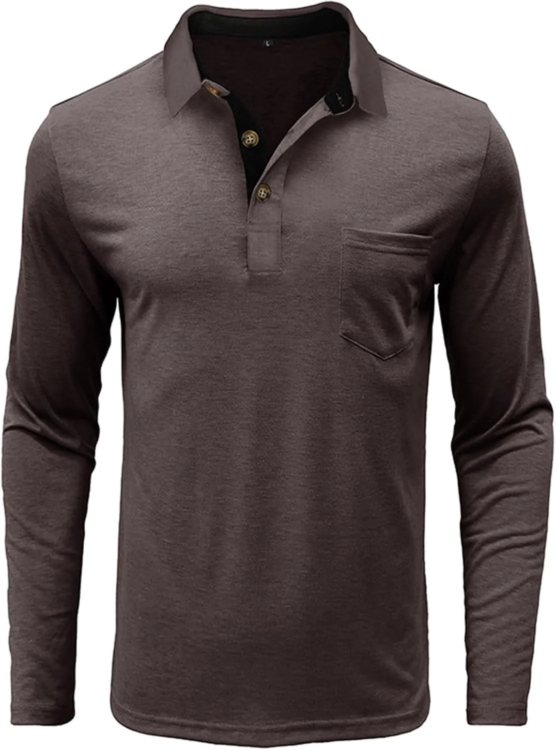 Polo Shirts for Men Long Sleeve Golf Shirts Trendy Soild Color Work Shirts Casual Lapel Button Pullover Slim Fit Shirt