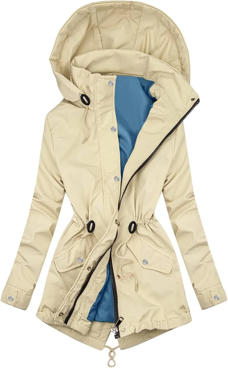 Prime 2024 Today Deals Trench Coat Womens Winter Pea Coat Wool Winter Women Trench Coat Long Plaid Jacket Women Western Jacket Women Jackets for Women Trendy A-Khaki